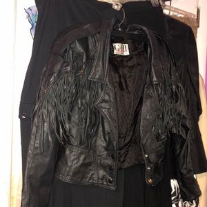 leather jacket with tassels